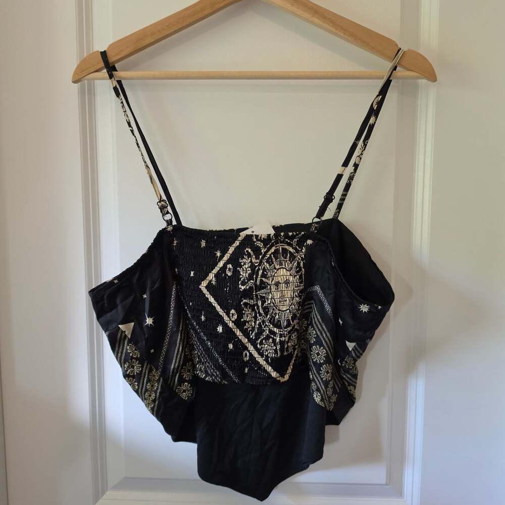 Forever 21 XL Celestial Sun Scarf Print Cami Top Whimsigoth Boho NWT Black - Picture 5 of 9